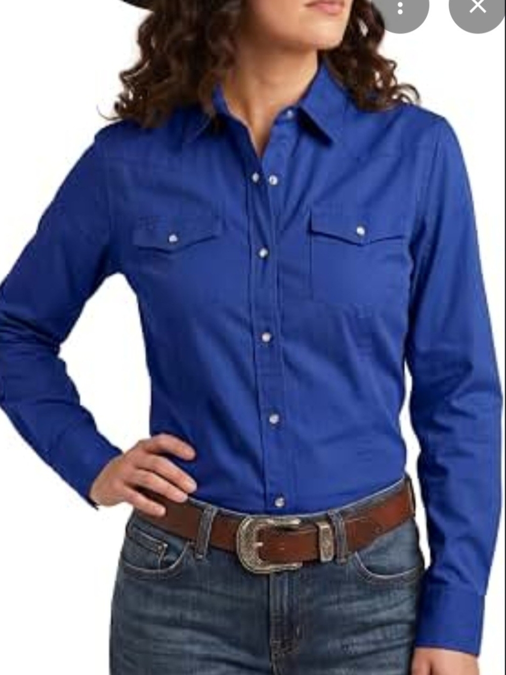 Women's Royal Blue Long-Sleeve Western Snap Button Shirt